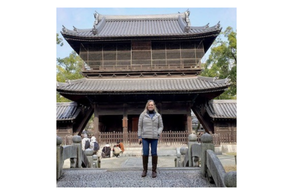 Janice Boren, HSE Manager for Ideal Tridon Group, pictured standing in front of a temple in Fukuoka, Japan.